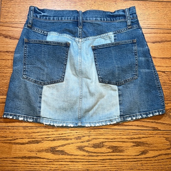 Madewell Blue Cotton Patchwork Y2K Vintage High rise Mini Basic Skirt H - Picture 3 of 3